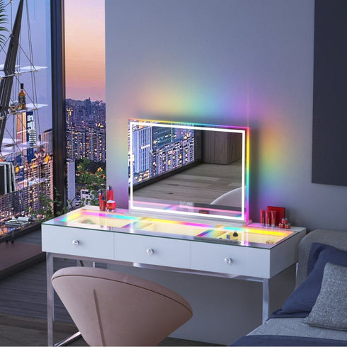 Karinda Luxury LED Hollywood Vanity Mirror with RGB & Bluetooth Speaker