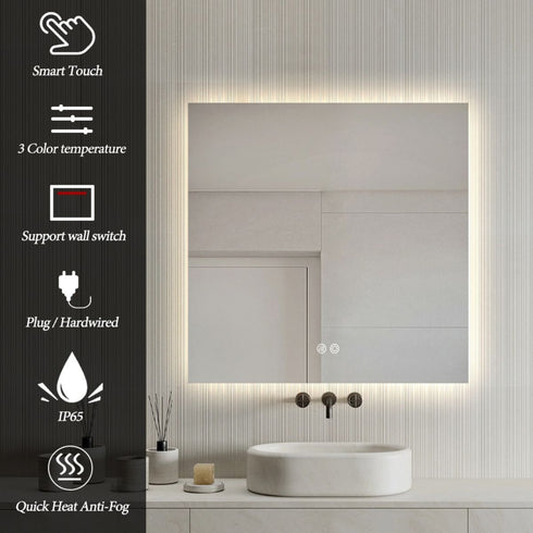 Lorne Frameless Backlit LED Square Bathroom Mirror