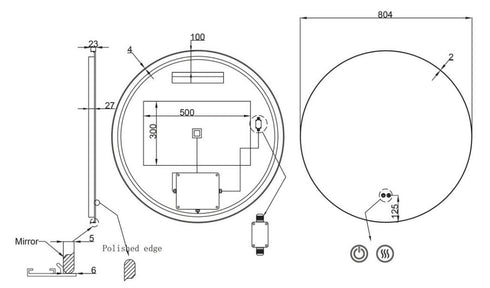 Meeray Framed Anti-fog LED Brushed Gold Round Bathroom Mirror with Optional Bluetooth Speaker