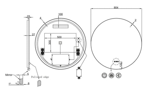 Meeray Framed Anti-fog LED Brushed Gold Round Bathroom Mirror with Optional Bluetooth Speaker