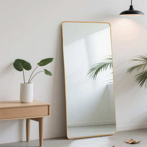 Malen Round Corners Gold Wall Mirror