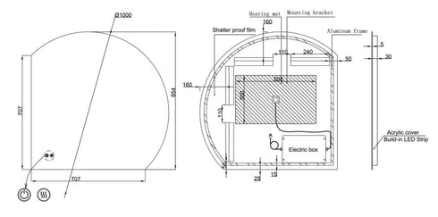 Enzo Corner Frameless 3 Colour LED Backlit Bathroom Mirror With Demister & Optional Bluetooth Speaker