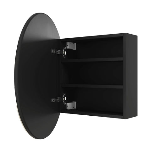 Militon Bathroom Round Black Mirror Cabinet