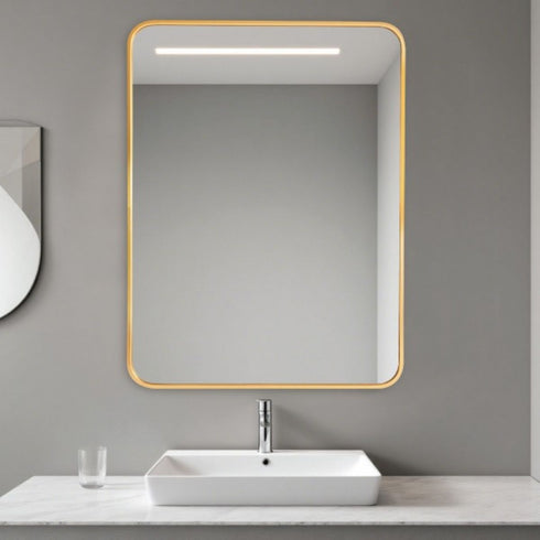 Malen Round Corners Gold Wall Mirror