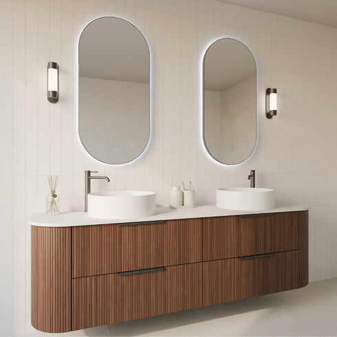 Cameryn Oval Anti-fog LED Bathroom Mirror - Brushed Gunmetal Frame with Wave Motion Sensor