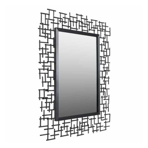 Luxury rectangular mirror with matte black iron frame