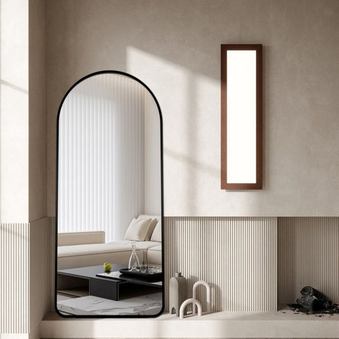 Hawthorn Arched Aluminium Black Frame Wall Mirror - Full Length Standing Mirror