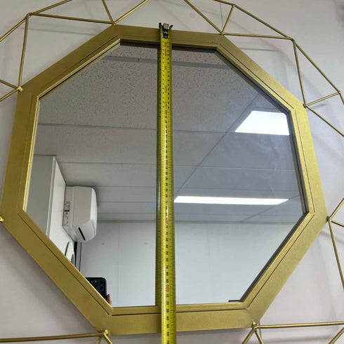 Bellara Geometric Gold Round Wall Mirror