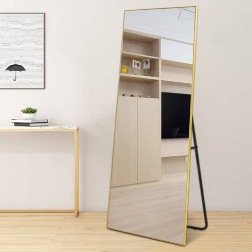 Tall freestanding gold mirror