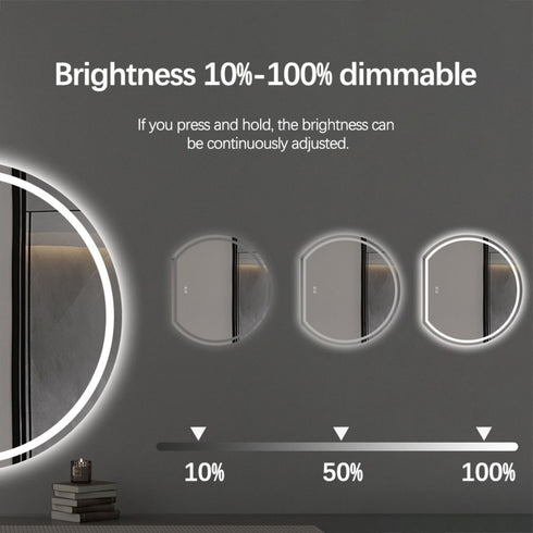 Wategos Crescent Shape Left Cut Moon Frontlit Frosted LED Bathroom Mirror