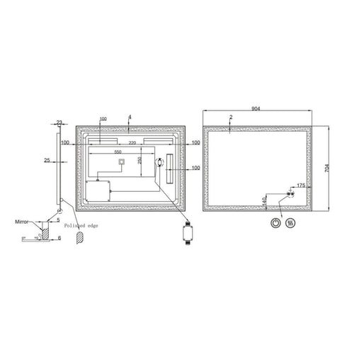 Raelene Anti-Fog Frontlit & Backlit LED Bathroom Mirror - Matte Black Frame with Optional Bluetooth Speaker