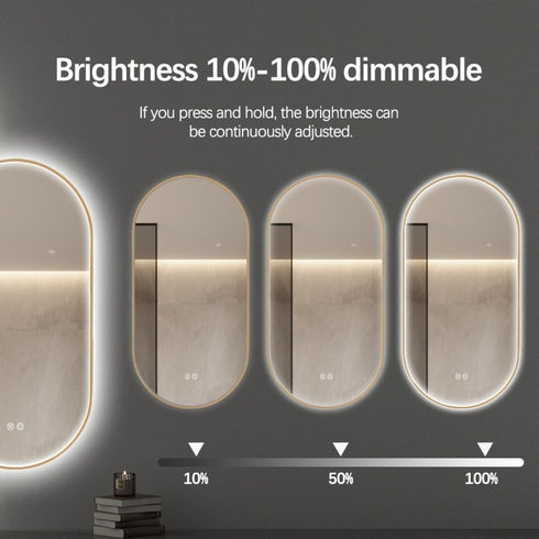 Maria Oval Frontlit LED Gold Bathroom Wall Mirror