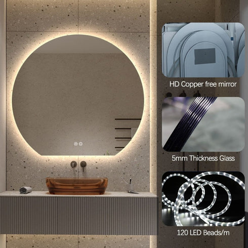 Sol Frameless Crescent Moon Backlit LED Wall Mirror