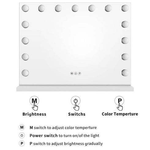 Pleun 15 LED Bulbs Smart Touch Control Makeup Mirror