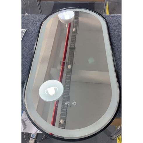 Daria Oval Frosted Edge LED Black Wall Mirror