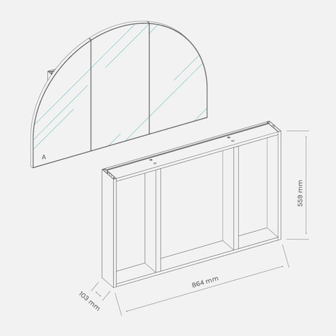 Myli 3-Door Arch White Mirror Cabinet