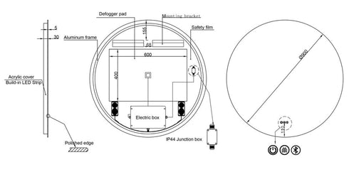 Alessio Anti-fog Backlit 3 Colour LED Round Bathroom Mirror With Optional Bluetooth