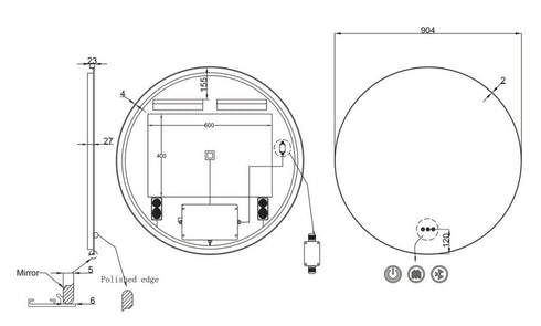 Meeray Framed Anti-fog LED Brushed Gold Round Bathroom Mirror with Optional Bluetooth Speaker