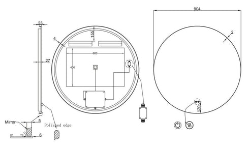 Meeray Framed Anti-fog LED Brushed Gold Round Bathroom Mirror with Optional Bluetooth Speaker