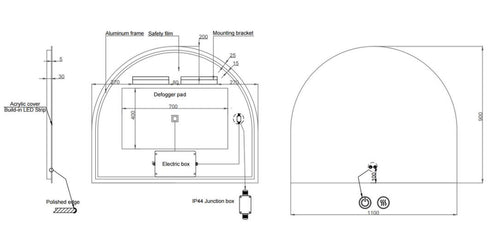 Aurelio Antifog Arch Shaped 3 Colour Backlit LED Bathroom Mirror With Optional Bluetooth