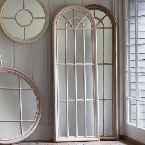 Cronus Arch Antique White Wall Mirror