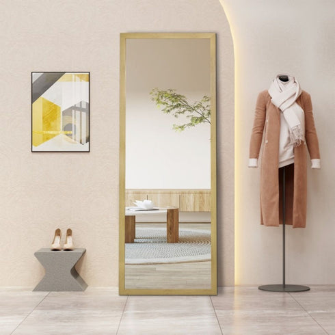 Olegas Full Length Wall Mirror - Modern Natural Frame Floor Mirror