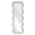 Modern Wavy Teddy Velvet Full Length Mirror in white with soft plush frame