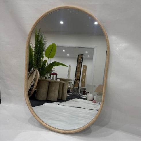 Brent Light Brown Oval Wall Mirror