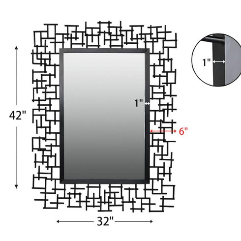 Skye Organic Iron Frame Black Wall Mirror
