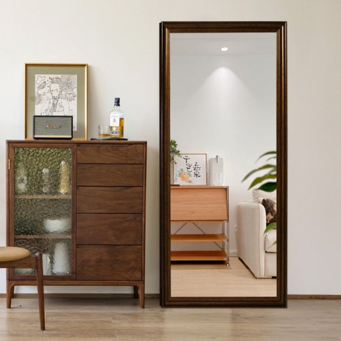 Aaron Full Length Walnut Wall Mirror - Freestanding Floor Mirror