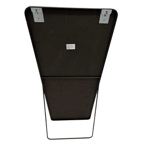 Back view of Caelan black mirror showing freestanding support and sturdy frame