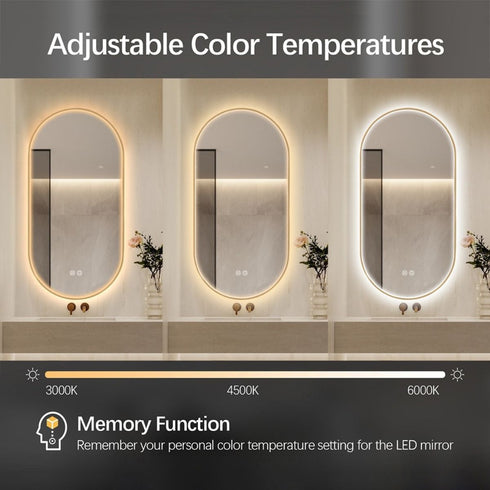 Maria Oval Frontlit LED Gold Bathroom Wall Mirror