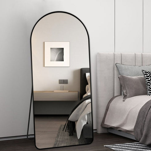 Hawthorn Arched Aluminium Black Frame Wall Mirror - Full Length Standing Mirror
