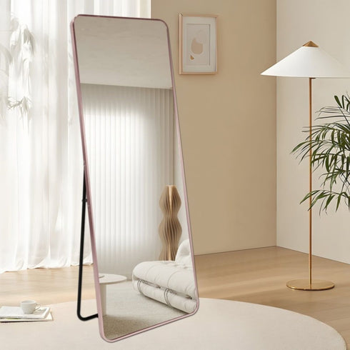 Vivian Aluminium Full Length Rose Gold Wall Mirror - Modern Freestanding Mirror