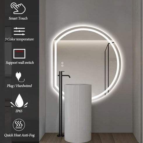 Wategos Crescent Shape Left Cut Moon Frontlit Frosted LED Bathroom Mirror