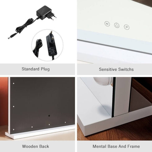 Pleun 15 LED Bulbs Smart Touch Control Makeup Mirror