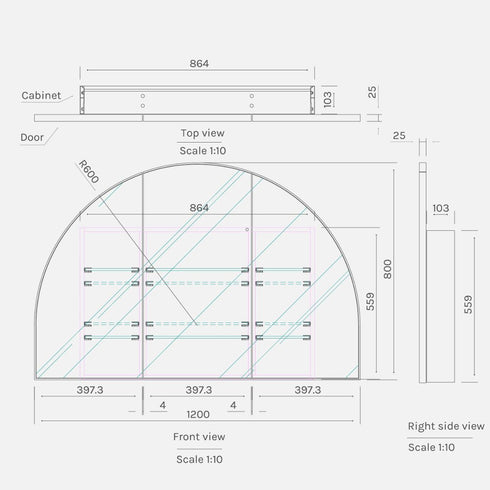 Myli 3-Door Arch White Mirror Cabinet