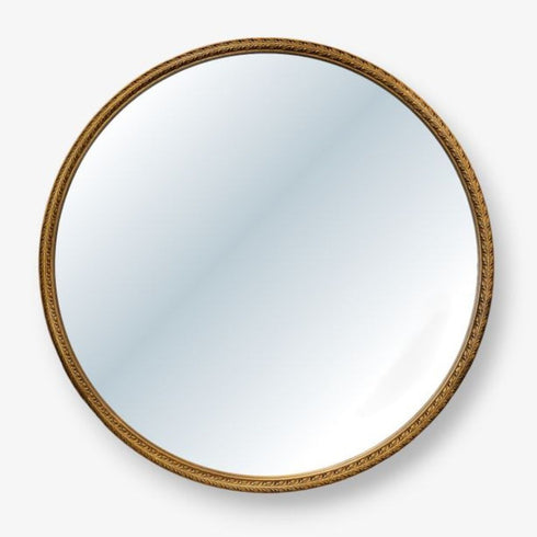 Brooks Carved Antique Gold Round Wall Mirror