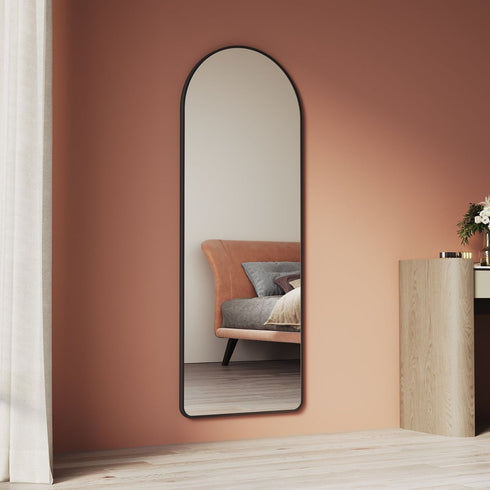 Casidy Arched Black Wall Mirror with Removable Stand