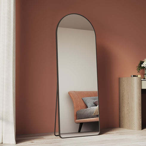 Casidy Arched Black Wall Mirror with Removable Stand