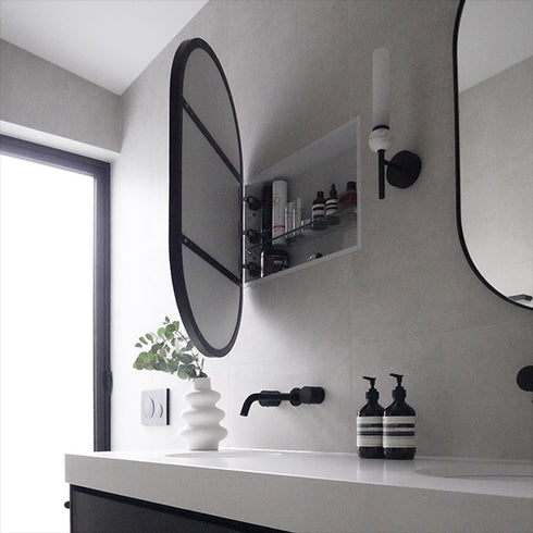 Noelle Black Pill Mirror Cabinet
