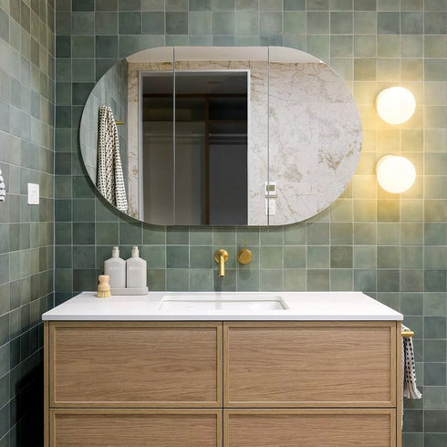 Emmeline Pill Frameless 3-Door Mirror Cabinet