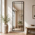 Mica Full Length Black Wall Mirror - Industrial Grid Rectangular Mirror