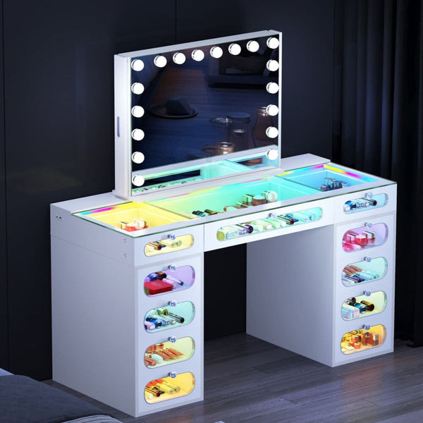 Zarli Hideaway Jewelry Bright White Vanity Mirror