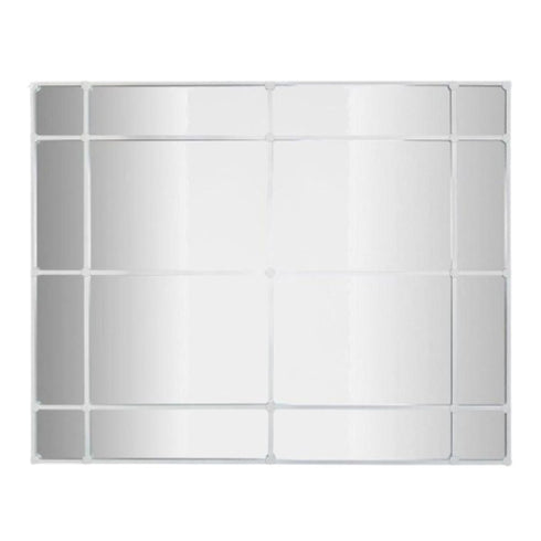 Allen 16-Pane Rectangular White Iron Frame Wall Mirror