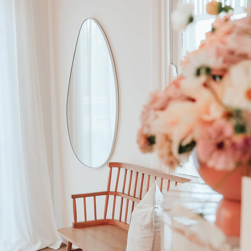 Miel Pebble Shape White Wall Mirror