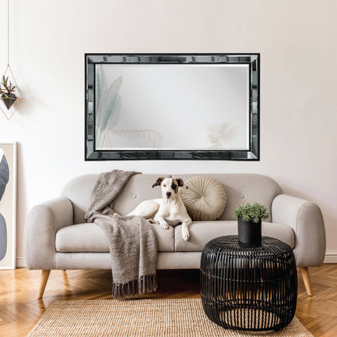 Natalia Black Border Mirrored Frame Wall Mirror