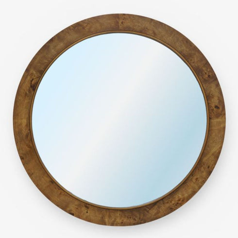 Claridel Wood Round Wall Mirror - Brown Frame 95cm