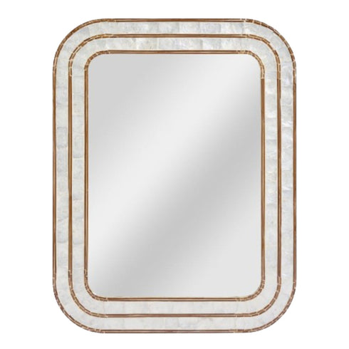 Omari Coastal White Wall Mirror | Decorative Shell and Bamboo Mirror