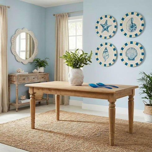 Yindi Rattan Scallop White Round Wall Mirror